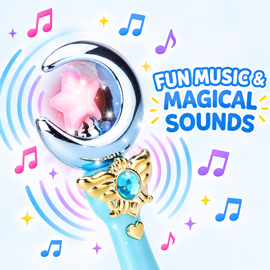 Princess magic wand with musical sound wave graphics