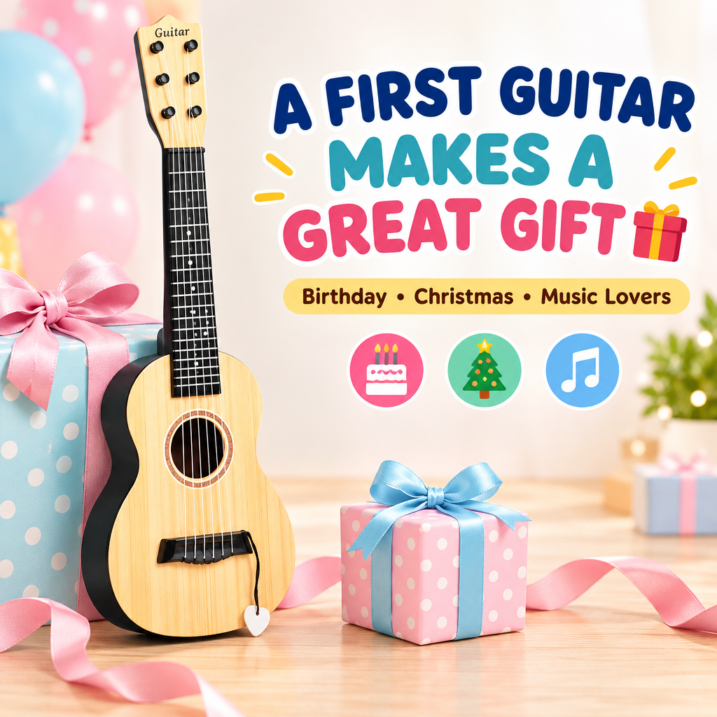 Kids beginner guitar gift presentation