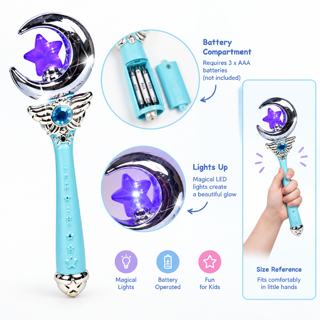 Princess magic wand battery compartment detail