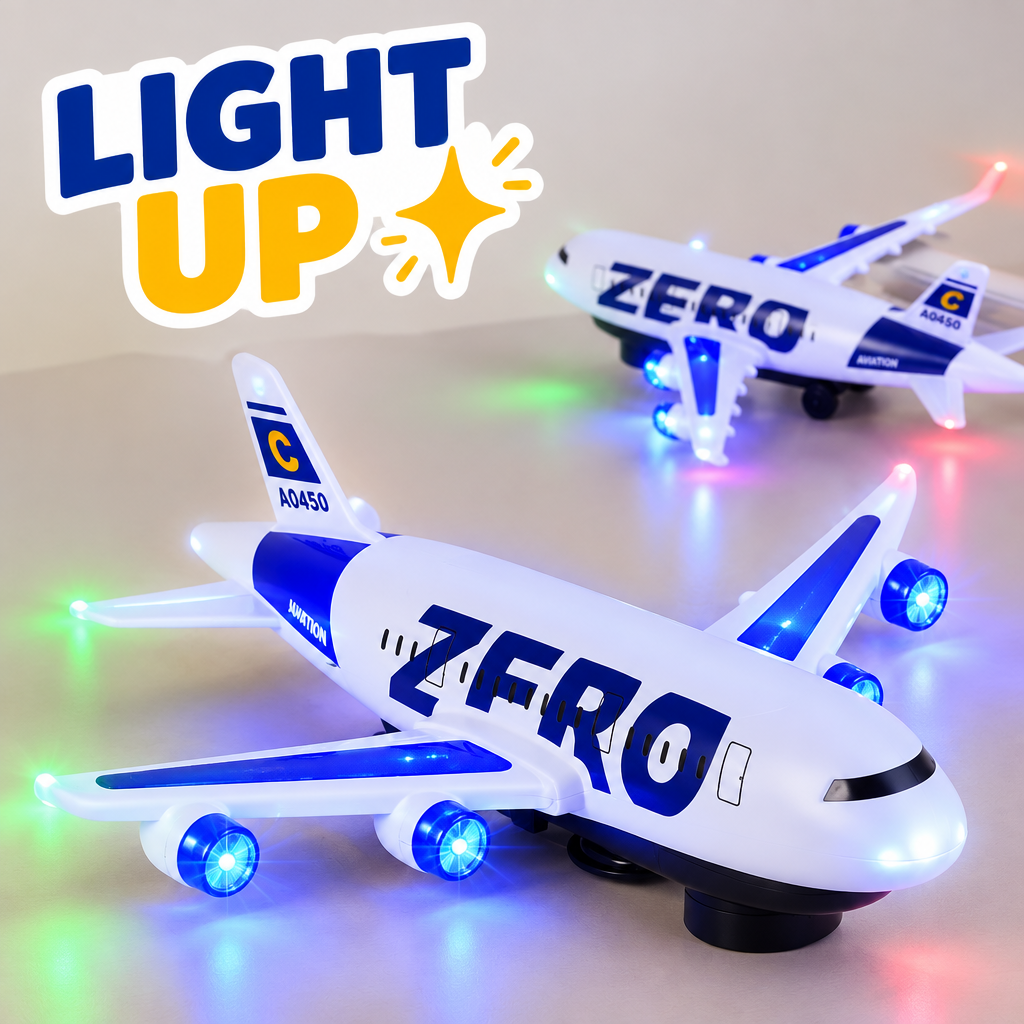 Light up airplane toy with colourful lights