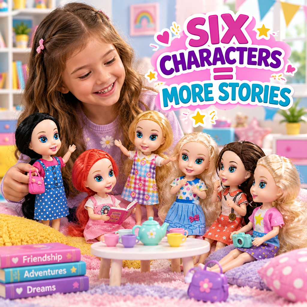 Child playing with 6-Piece Fashion Doll Set