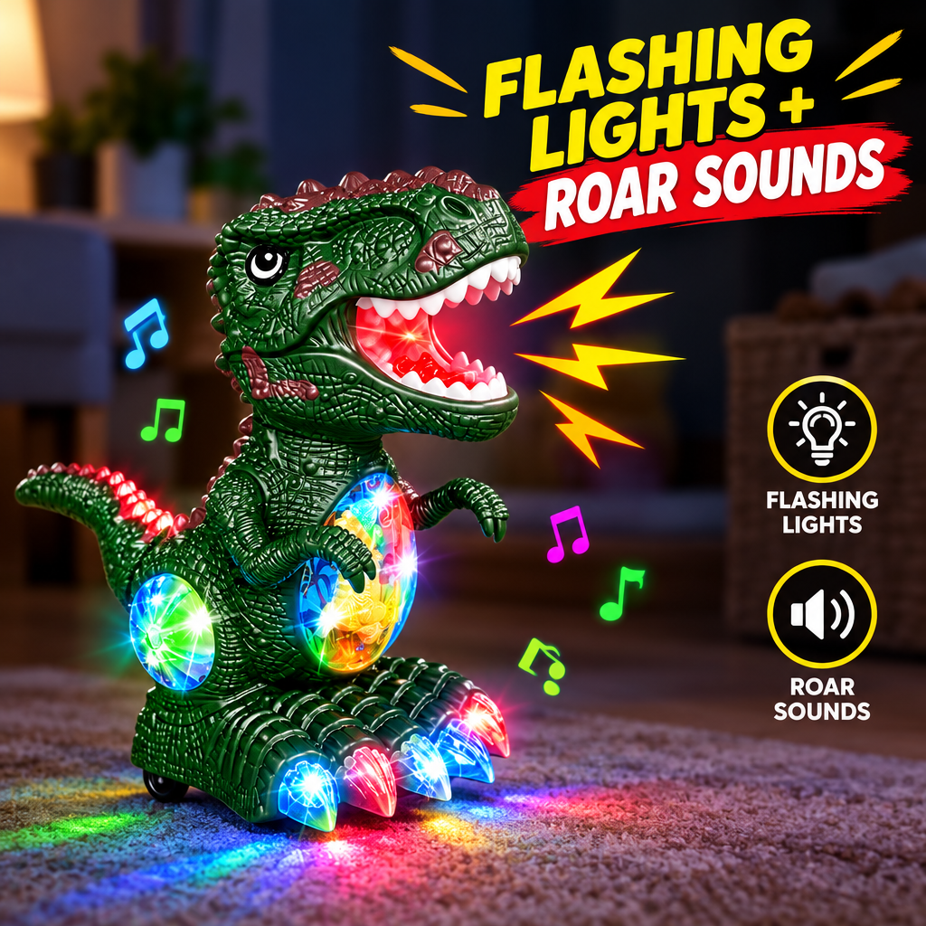 T-Rex dinosaur toy with flashing LED lights