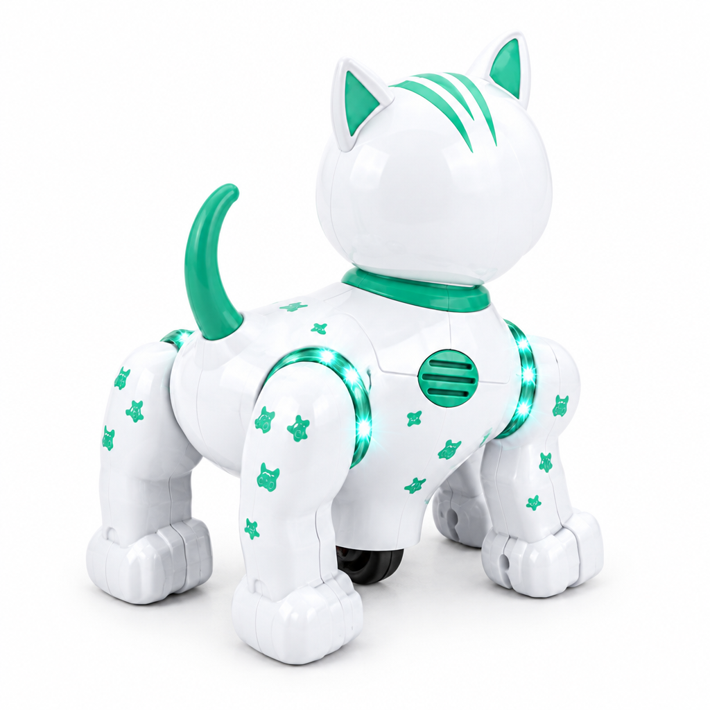 Interactive robotic cat toy with remote-controlled movement