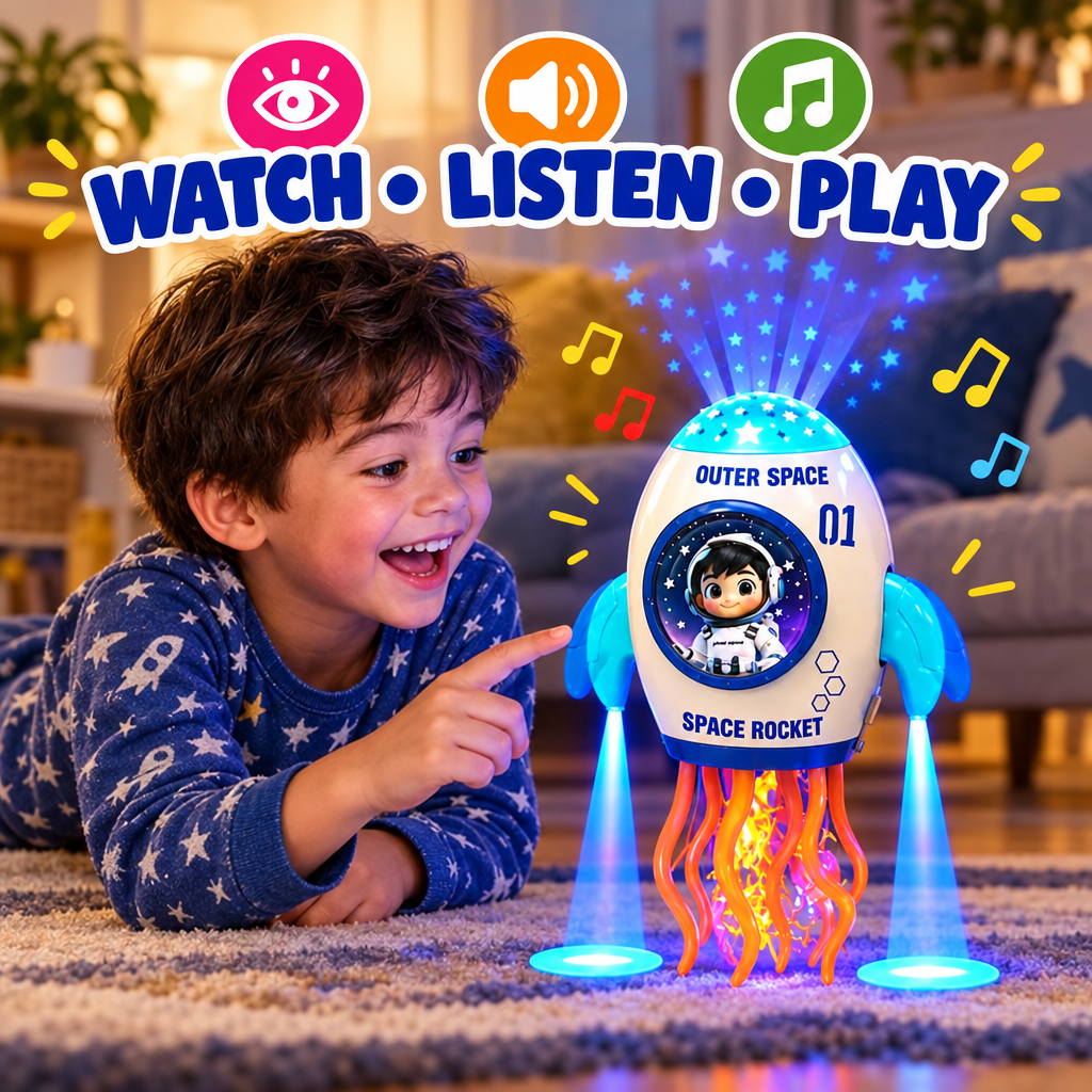 Child playing with dancing jellyfish toy