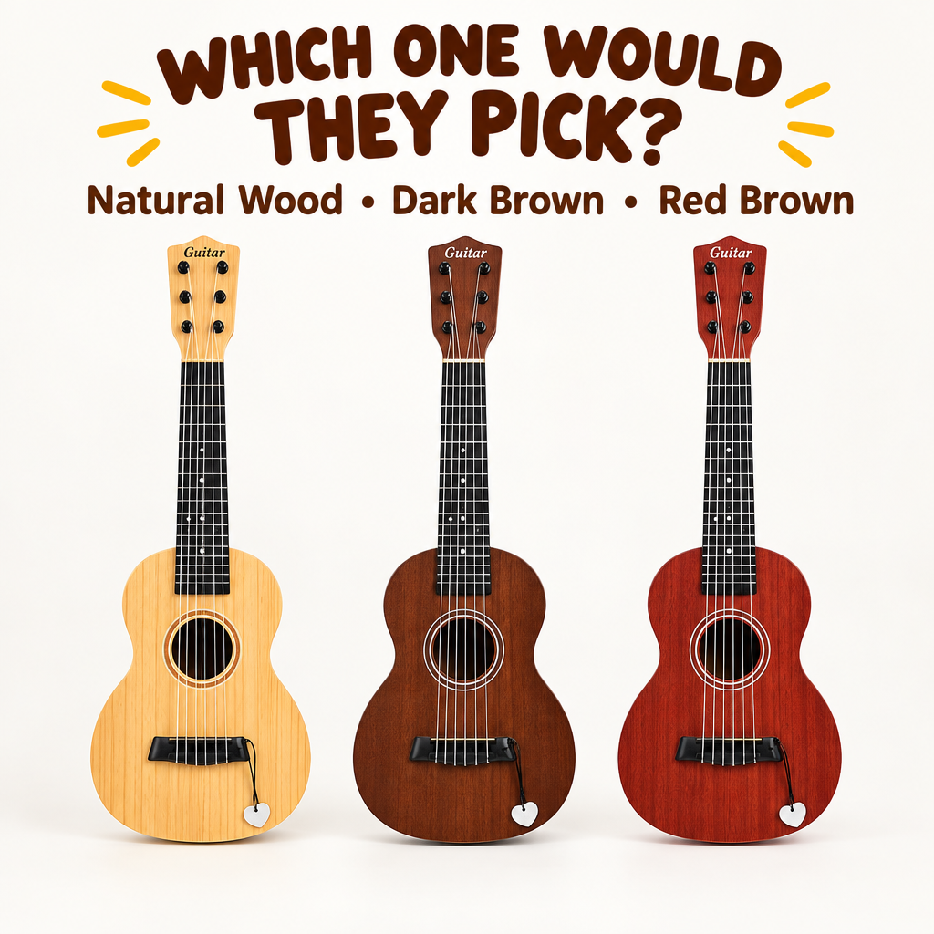 Kids beginner guitar in three colour finishes