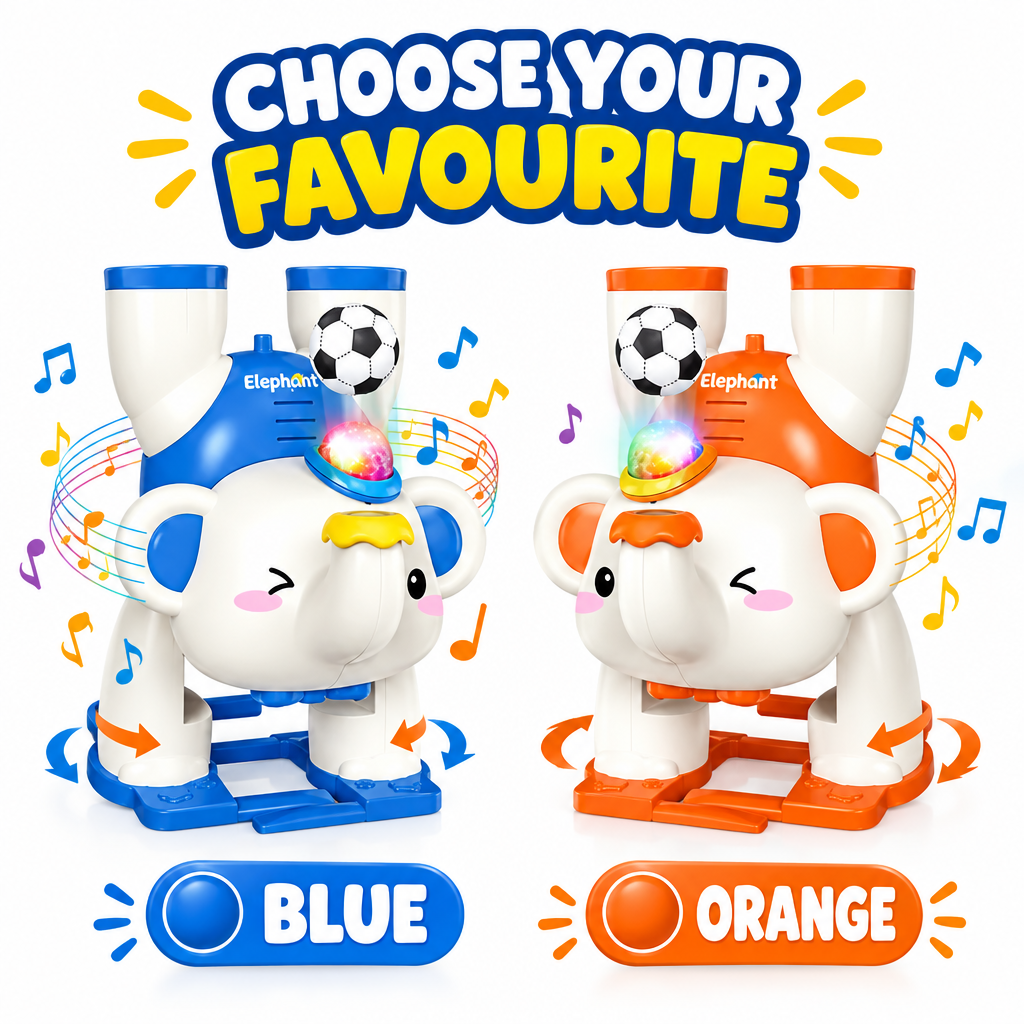 Walking Elephant Toy blue and orange colour options