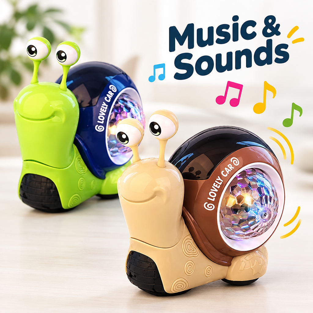 Interactive crawling snail toy with music