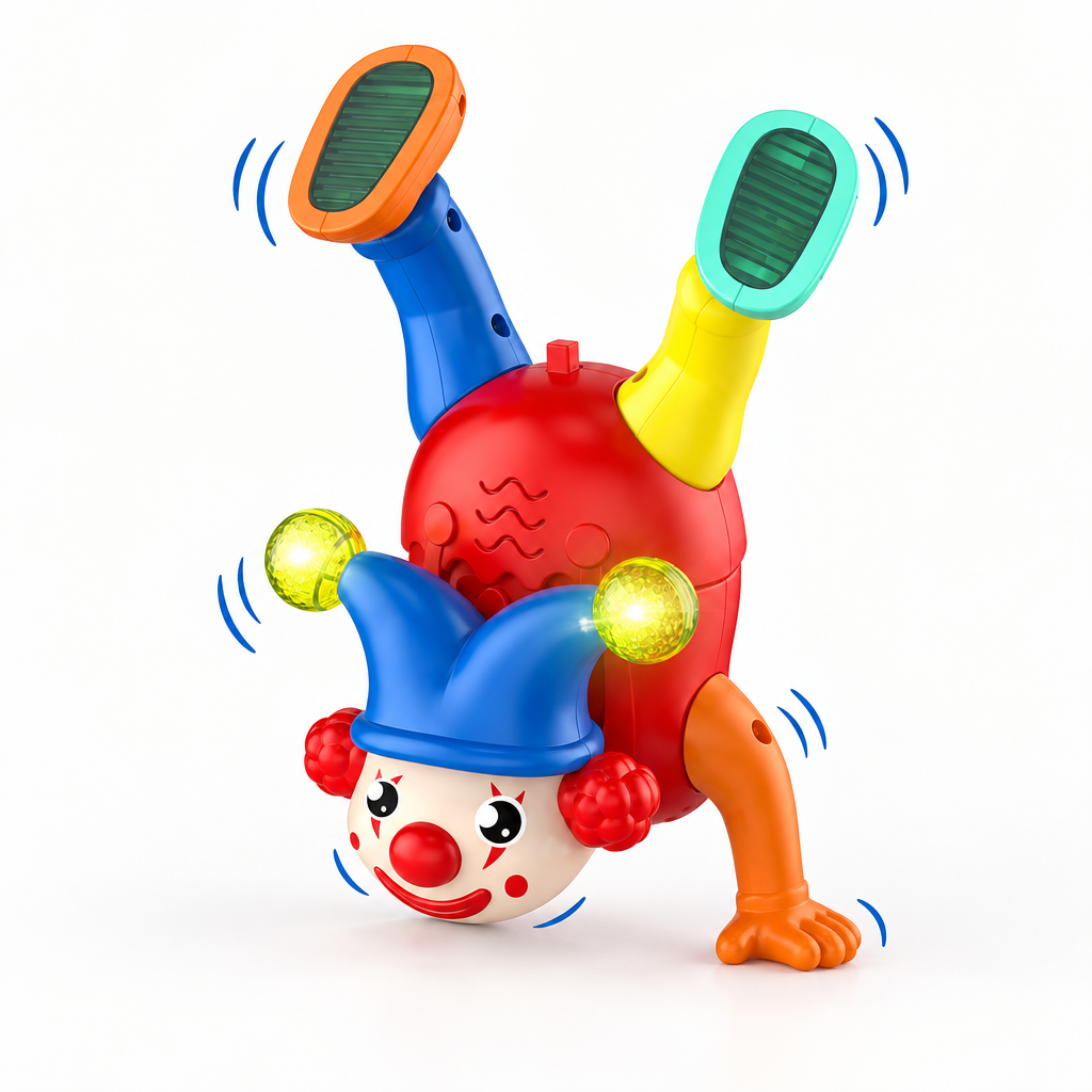 Upside-down walking clown toy for kids showing its funny inverted walking actionaction