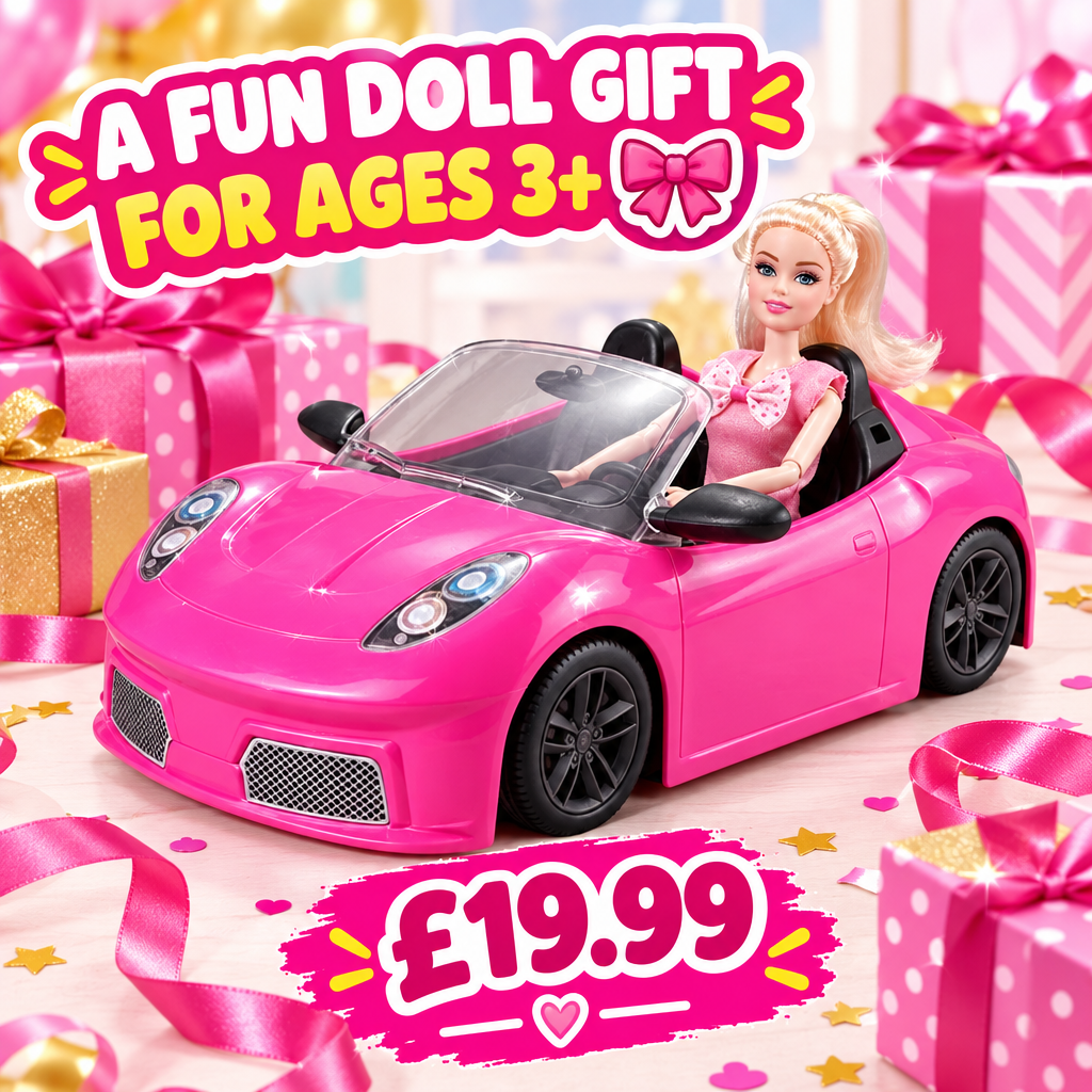 Fashion doll and sports car playset gift presentation