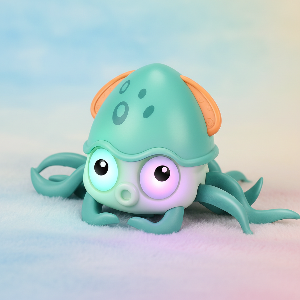 Crawling Octopus Baby Toy LED lights close-up detail