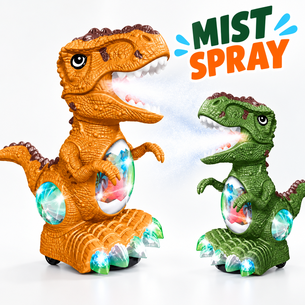 T-Rex dinosaur toy spraying mist from mouth