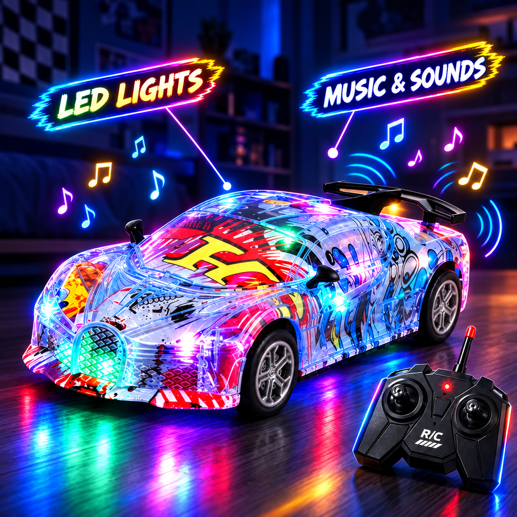 RC graffiti car transparent LED light-up body with music and sounds