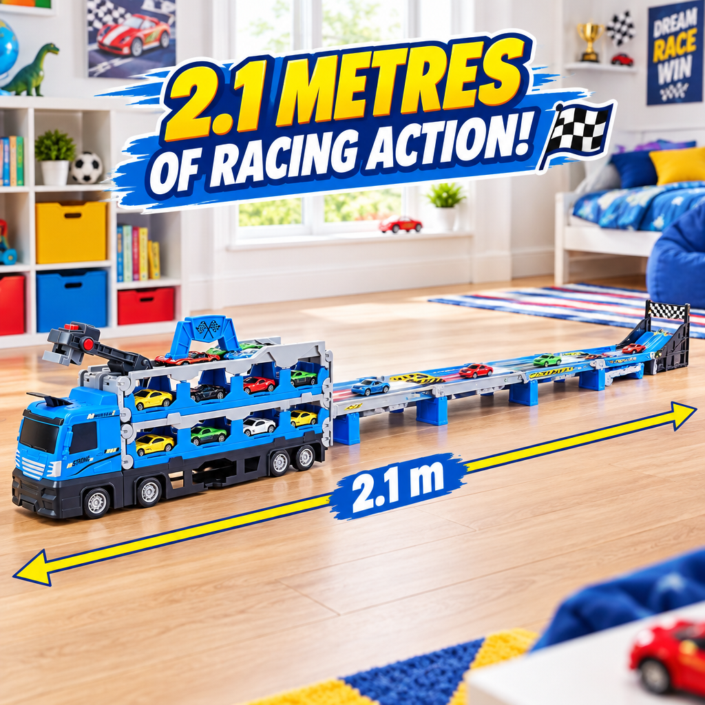 Race track fully unfolded on floor