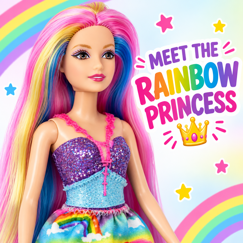 Rainbow Princess doll close-up