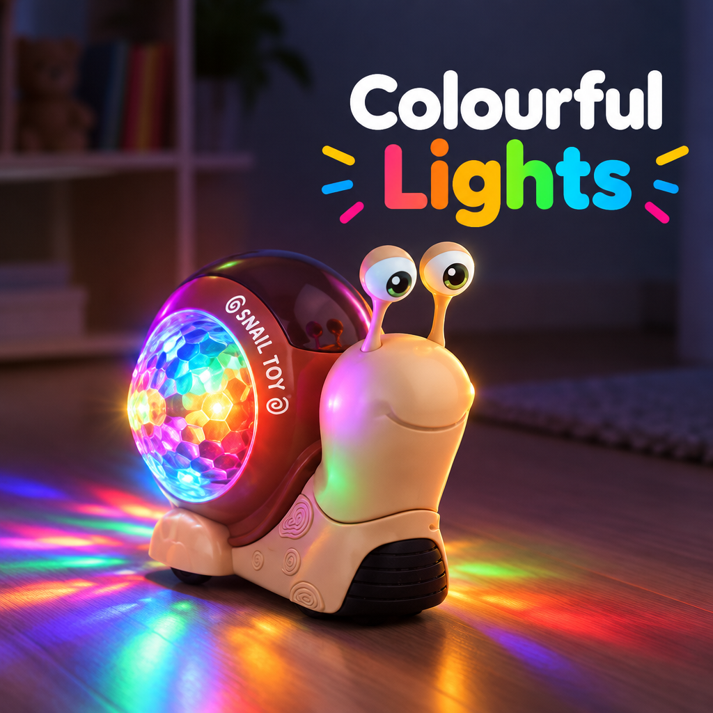 Baby snail toy with colourful flashing lights