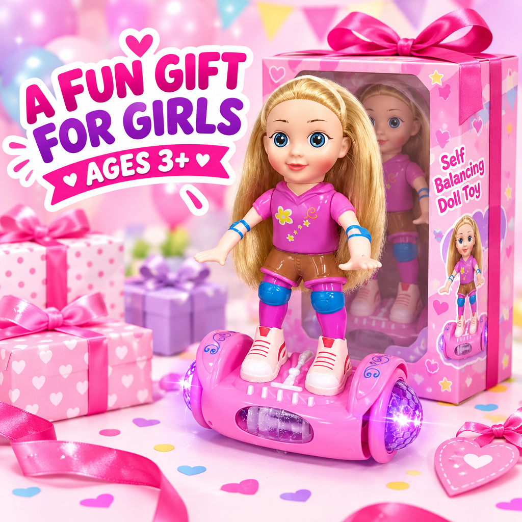 Self-balancing doll toy gift box presentation