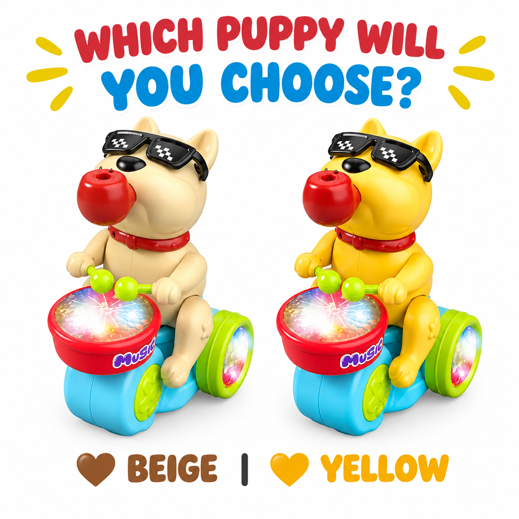 Puppy Musical Drummer toy beige and yellow colours
