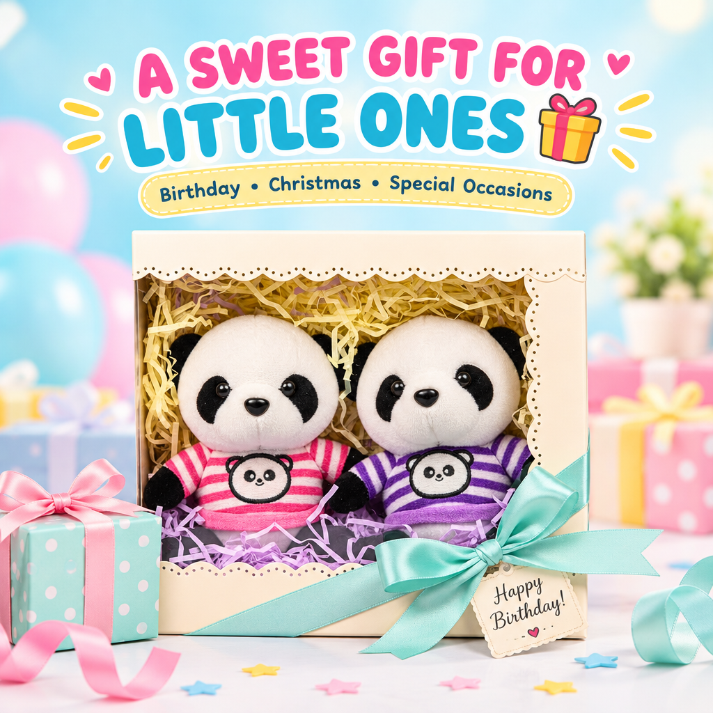 Cute panda plush toy gift presentation
