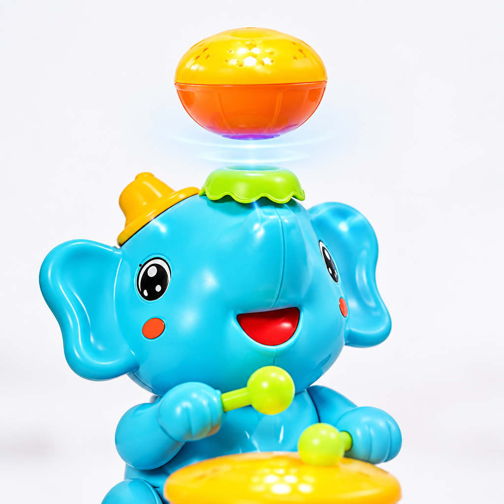 Elephant toy with floating levitating ball for interactive toddler play
