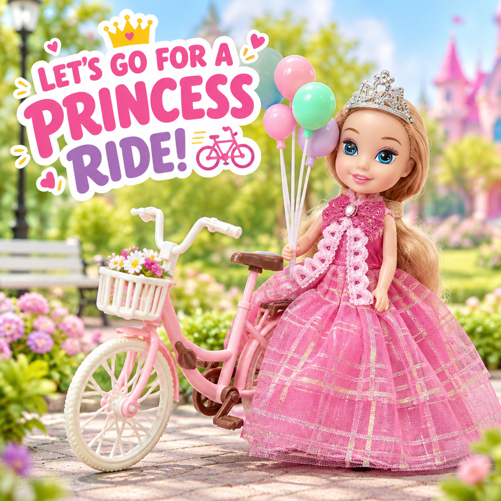 Fashion Princess Doll with bicycle lifestyle scene