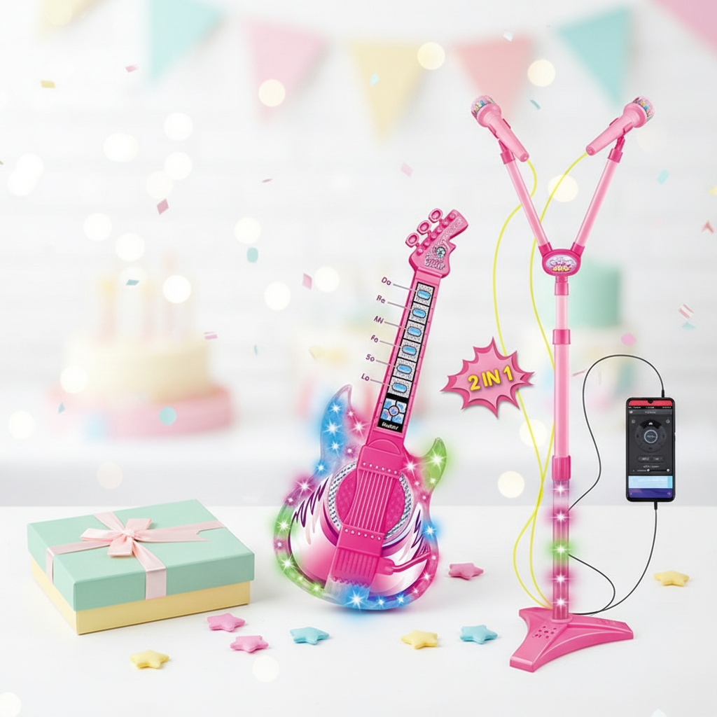 Kids guitar and microphone musical toy gift for boys and girls age 3+