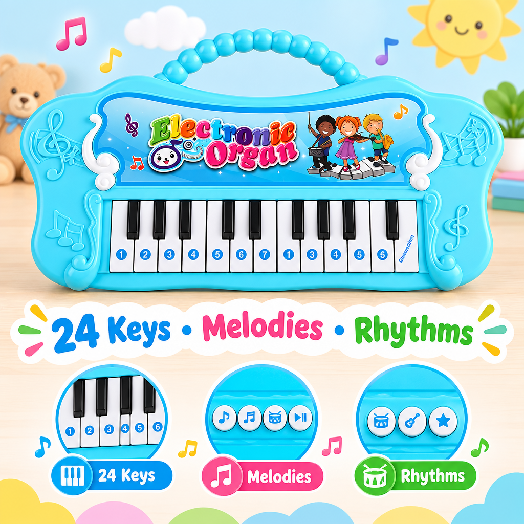 Kids electronic keyboard with built-in melodies and rhythms