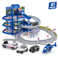 47-Piece Police Parking Garage Playset with cars, helicopter and multi-level garage for kids age 3+