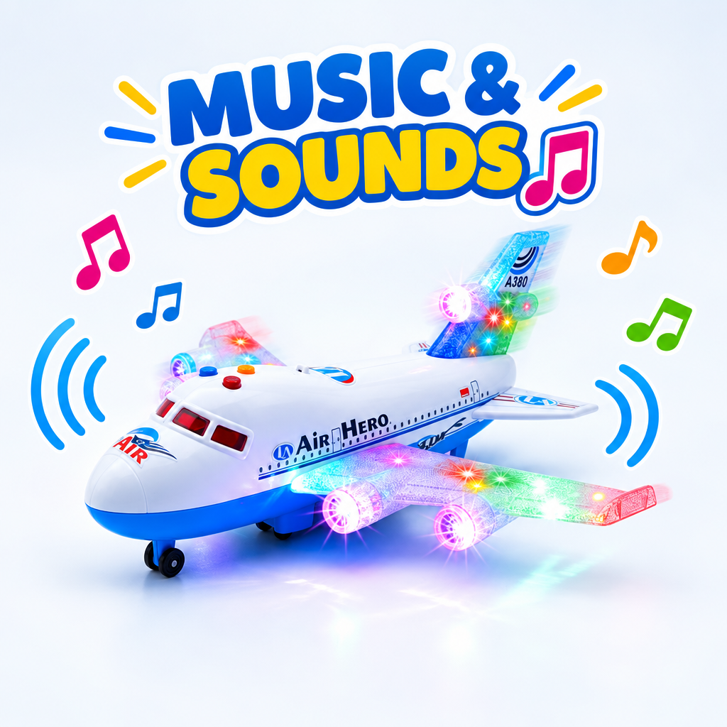 （music feature）：Toy plane with music and sound effects for interactive play