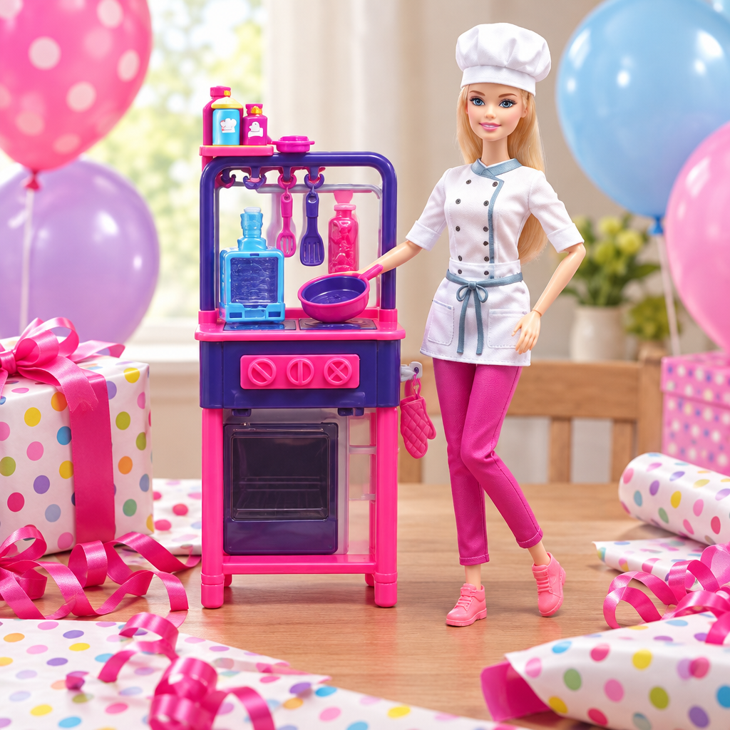 Chef doll kitchen playset in gift box for children aged 3 and over