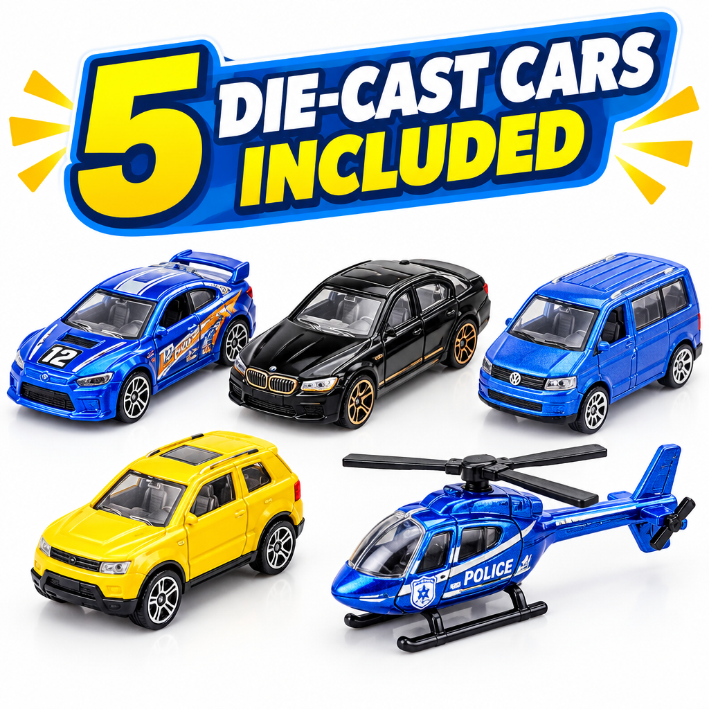 City Parking Garage Playset 5 die-cast cars