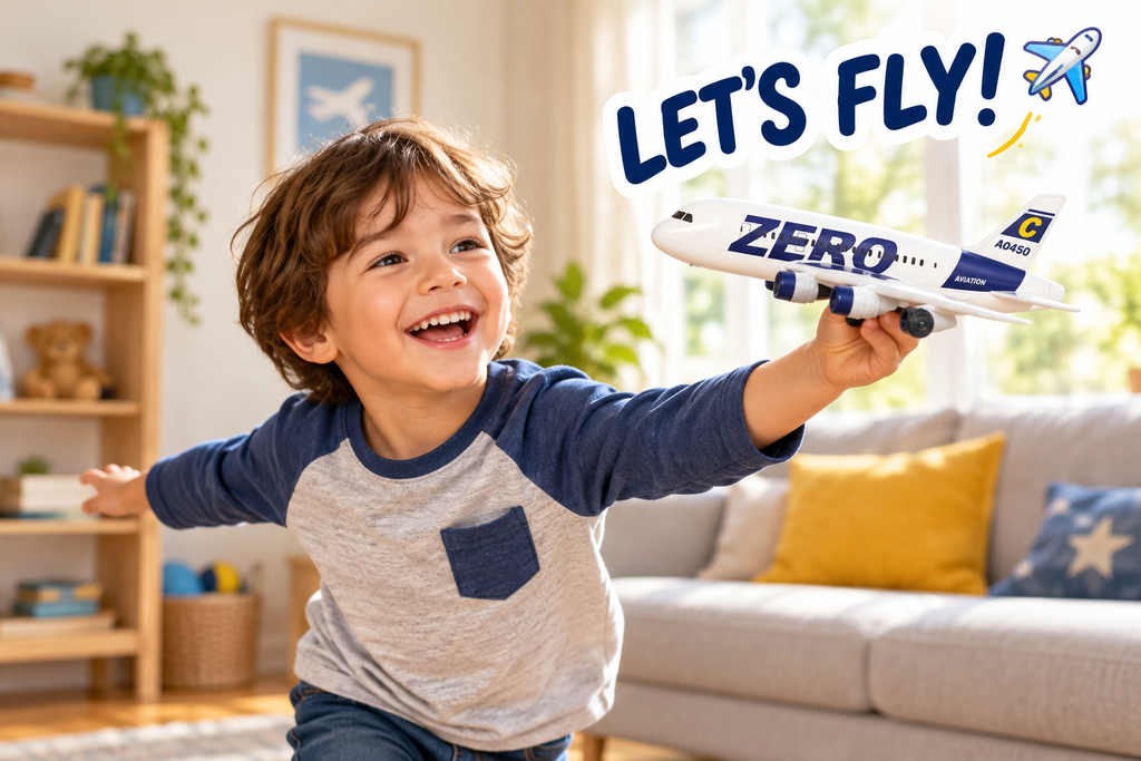 Light up airplane toy for imaginative play