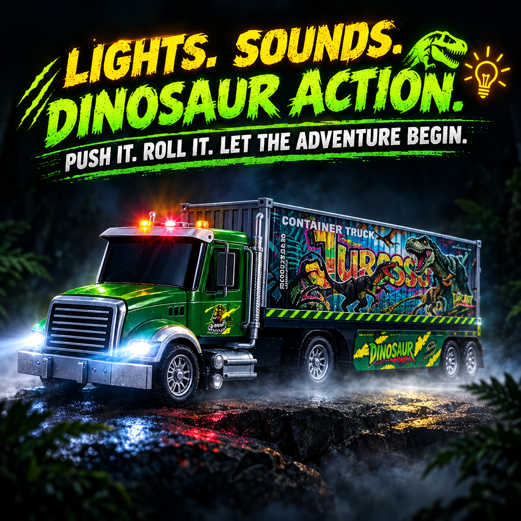 Dinosaur truck lights and sounds