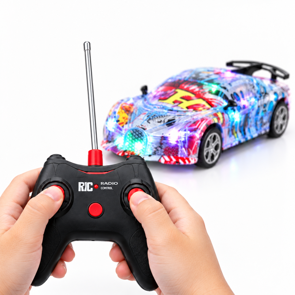 RC graffiti sports car remote control close-up