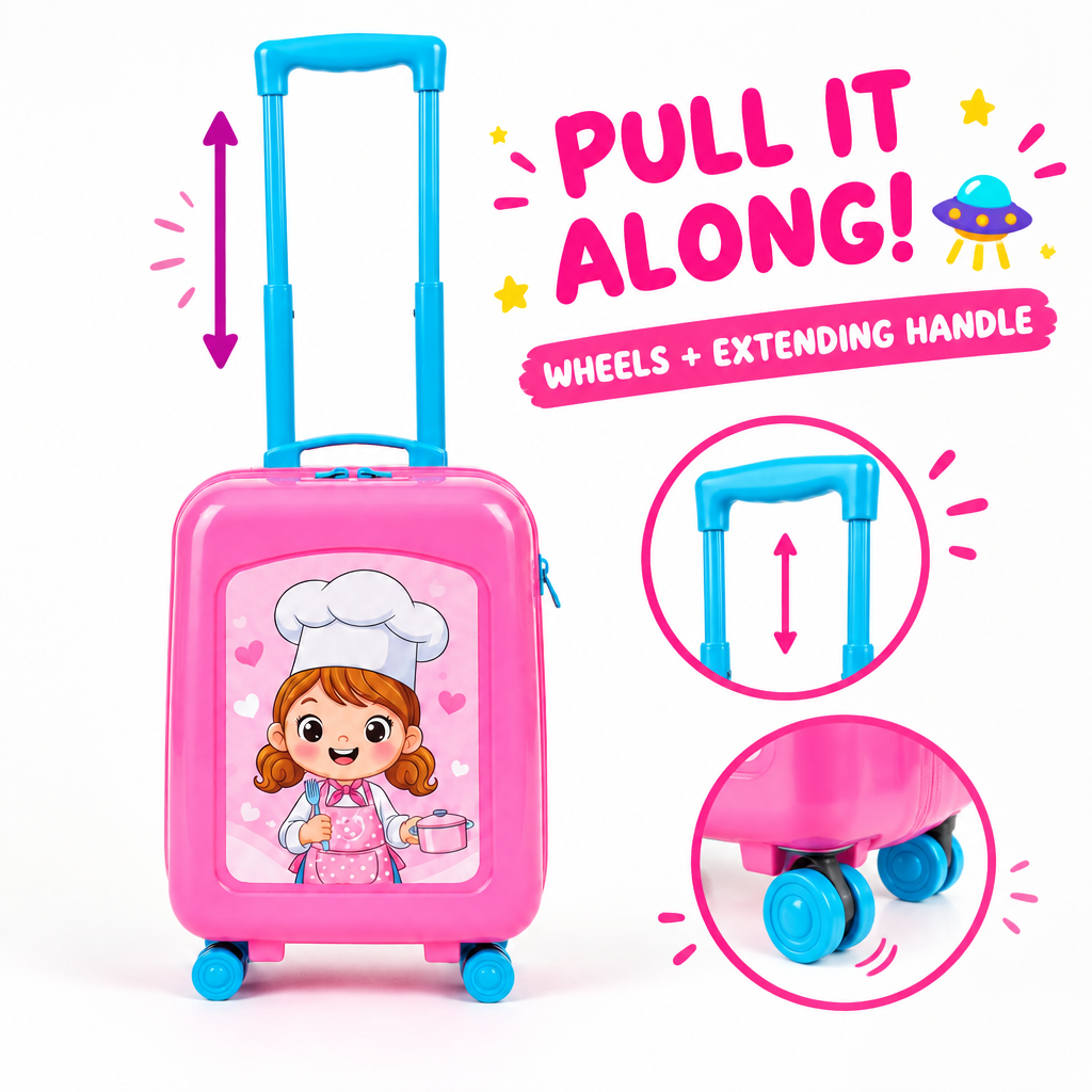 Kitchen trolley wheels and extending handle