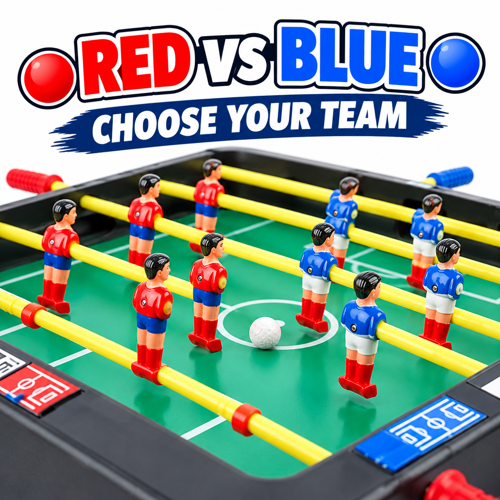 Foosball game red and blue teams