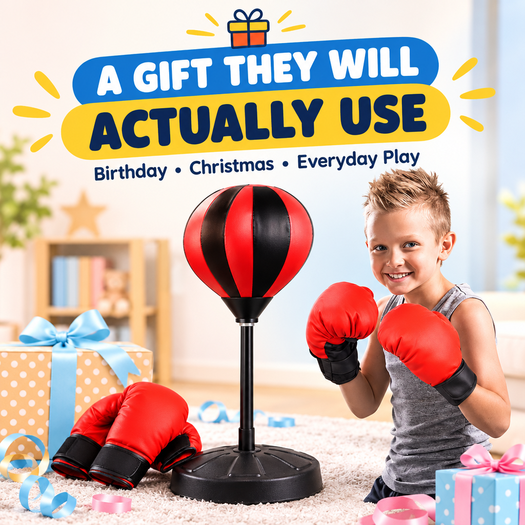 Kids boxing punching bag set gift presentation