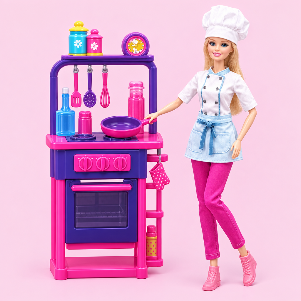 Mini kitchen cooking accessories included with chef doll pretend playset