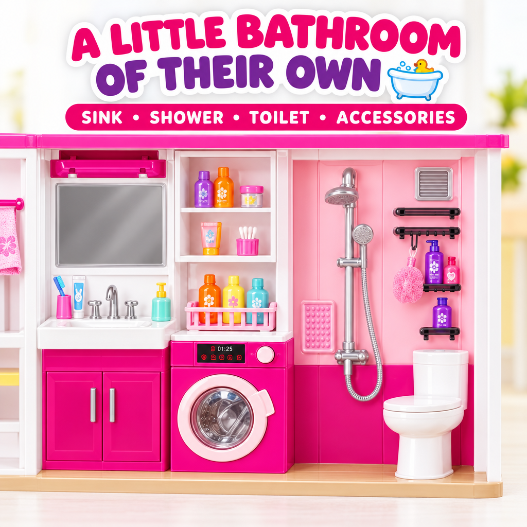 Dollhouse playset bathroom sink shower toilet