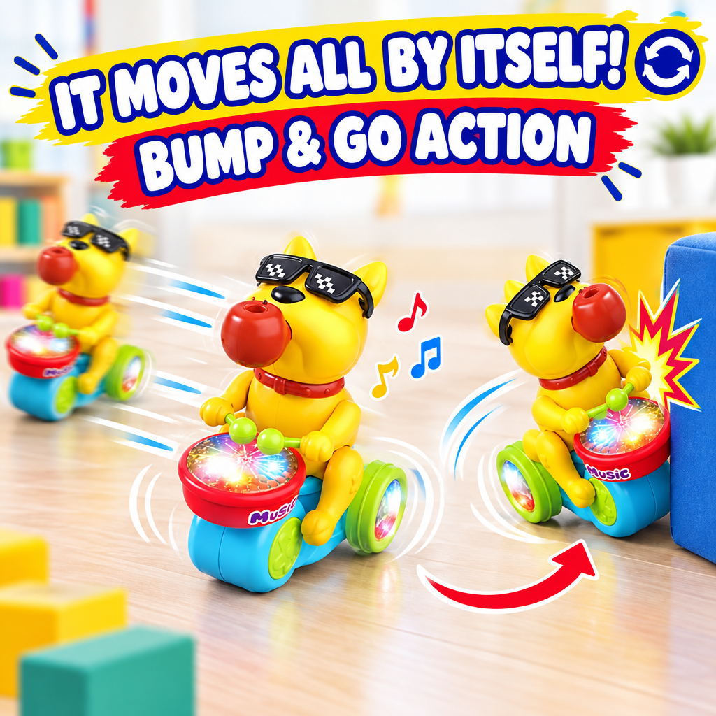 Puppy Musical Drummer toy bump and go action