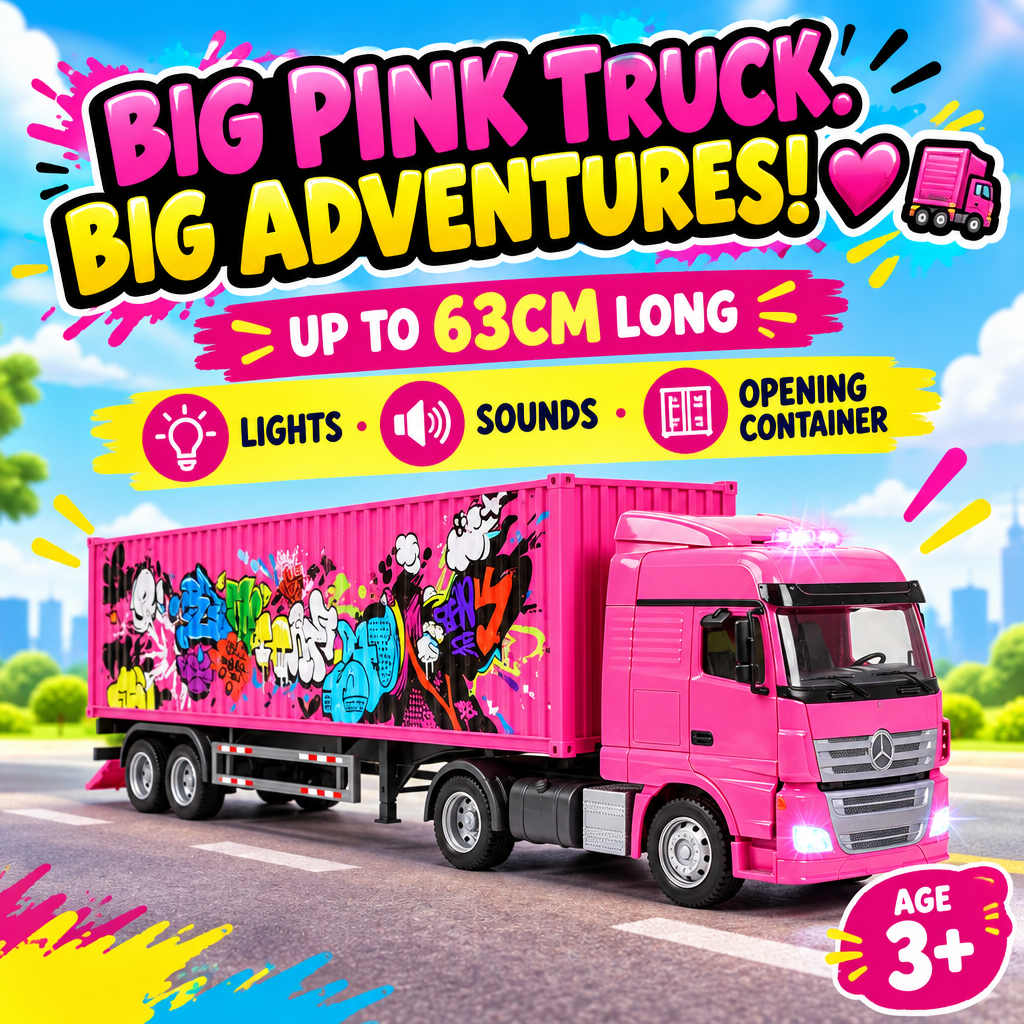Large Pink Container Truck Toy hero