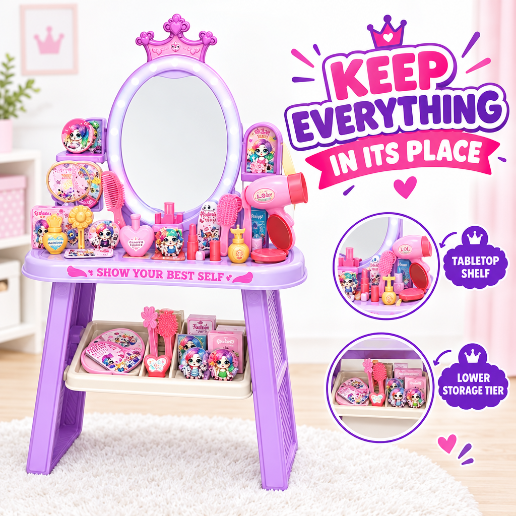 Kids crown dressing table storage shelves