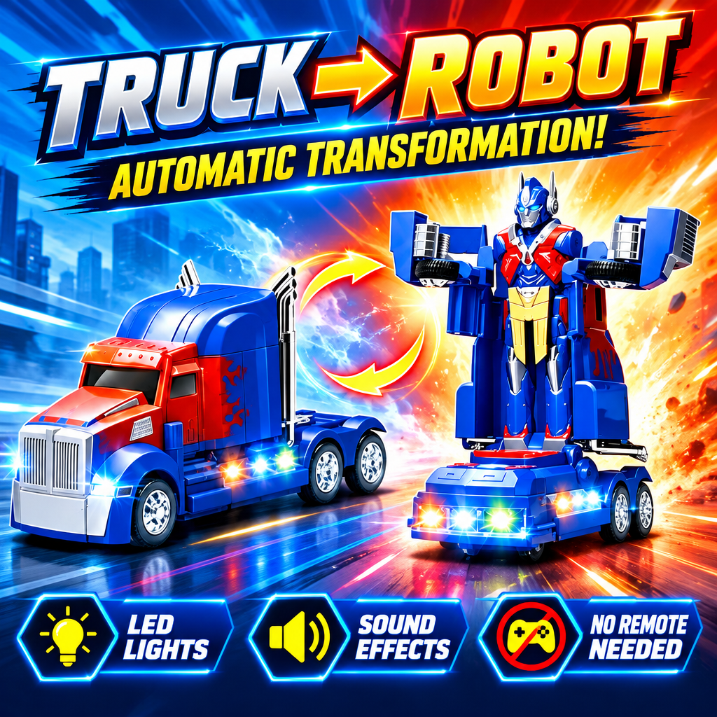 2-in-1 Transforming Robot Truck toy truck and robot forms