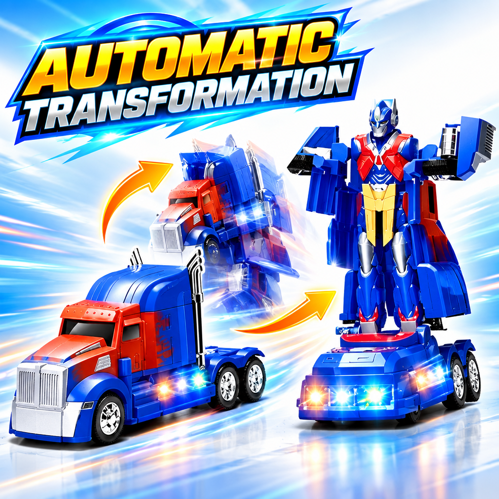 2-in-1 Transforming Robot Truck toy mid transformation