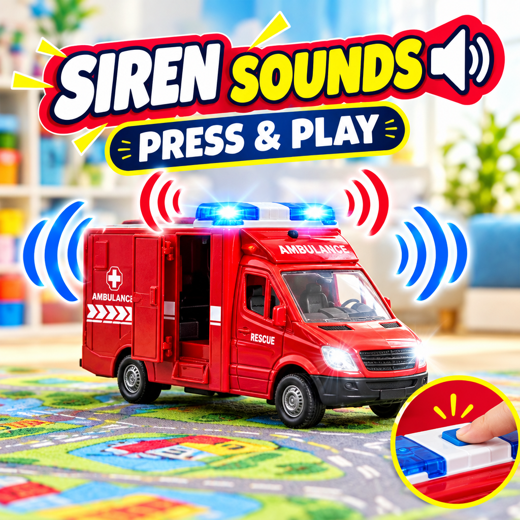 Die-cast ambulance toy siren sounds