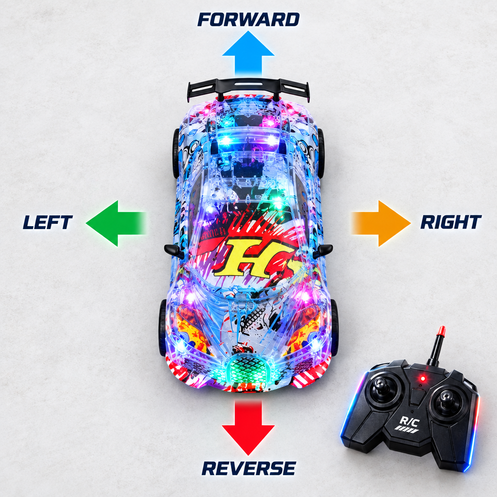RC car forward, reverse, left and right control directions