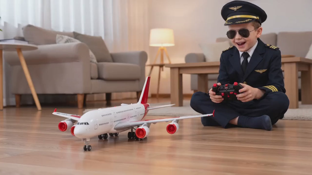 Kids RC Aeroplane Toy with Steering Wheel Remote & Rechargeable Battery | Age 3+