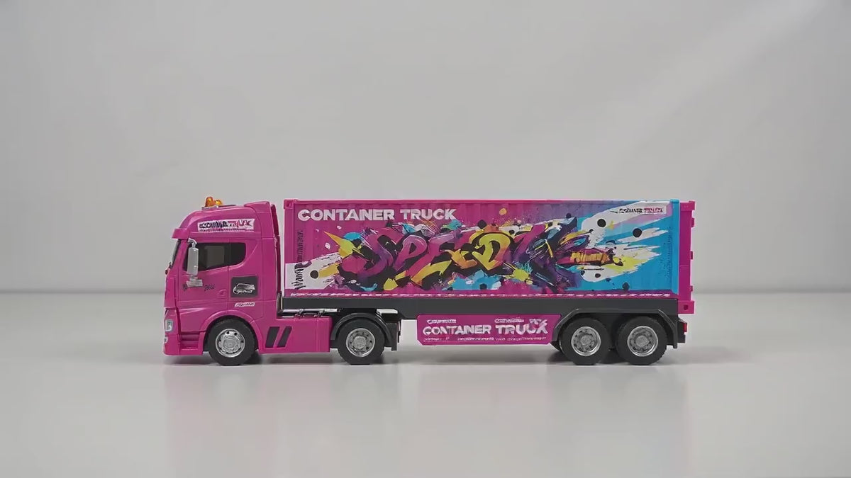 Large Pink Container Truck Toy with Lights & Sounds | Push & Roll Action | Age 3+