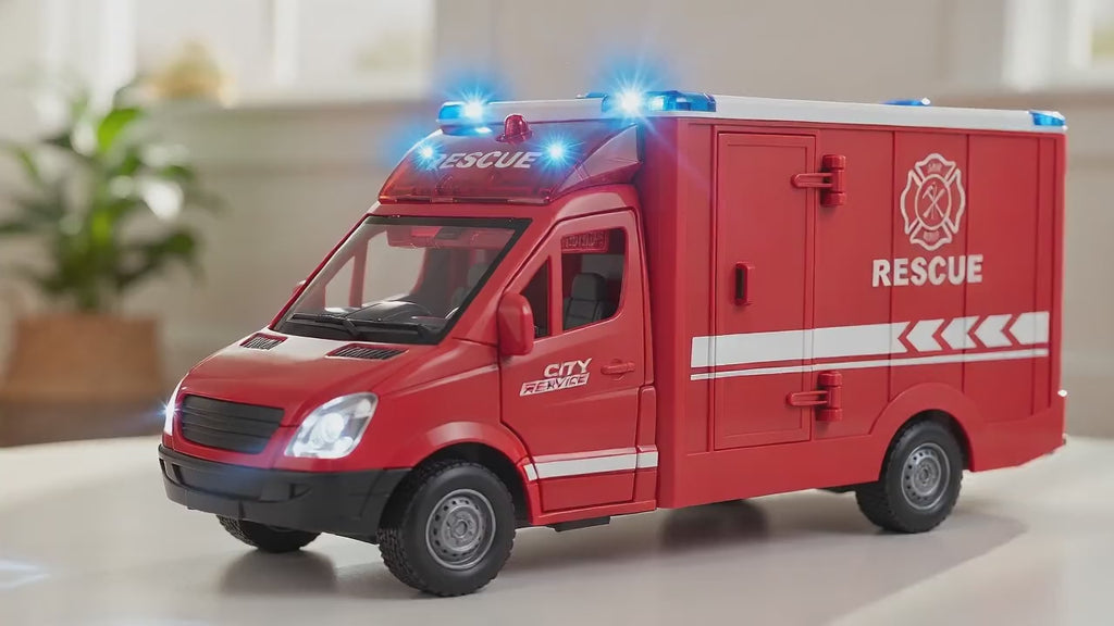 Die-Cast Ambulance Toy with Lights, Siren & Sliding Stretcher | Age 3+