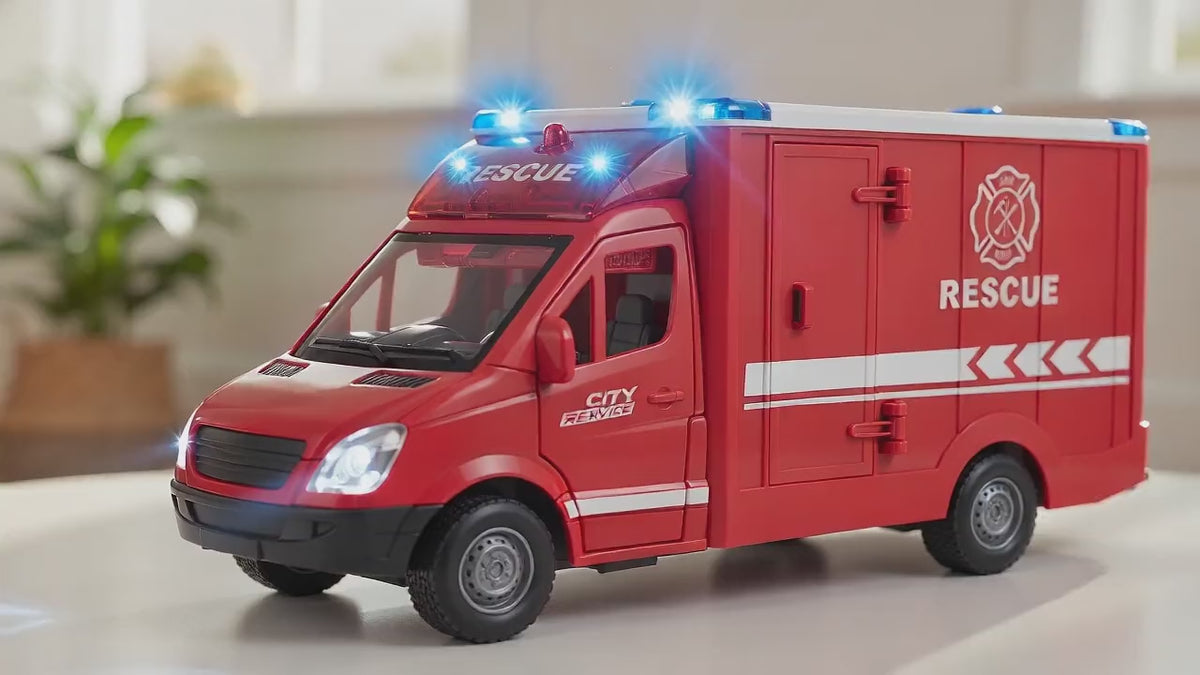 Die-Cast Ambulance Toy with Lights, Siren & Sliding Stretcher | Age 3+